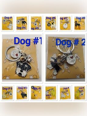 Dog Keychain with "I ❤️ Dogs" Charm - Pick Number